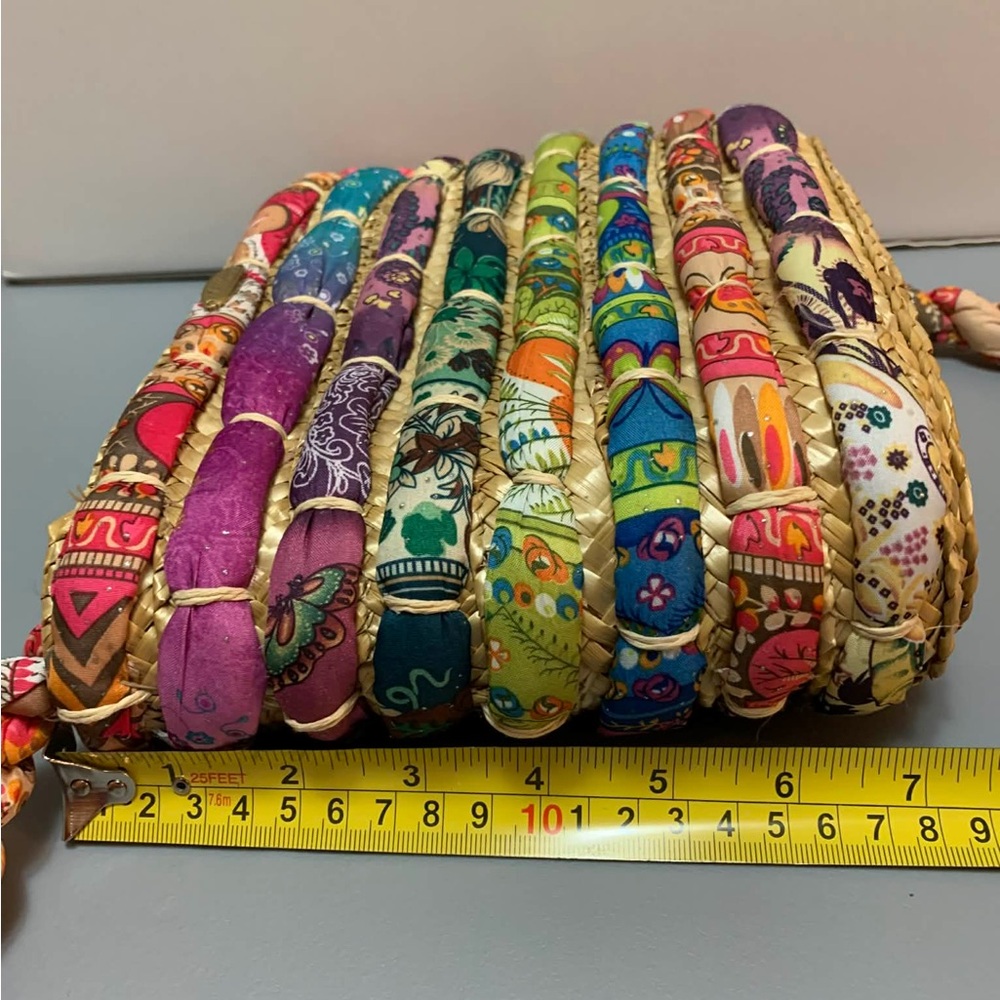 Cappelli Straworld Woven Straw Crossbody Bag with Colorful Fabric Accents - Picture 10 of 11